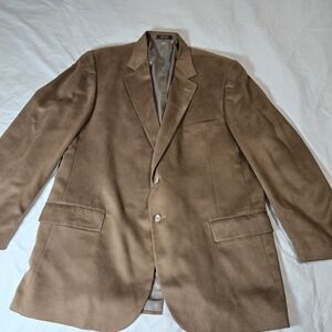 Ashford Lane Mens Sport Coat  Brown Suede Feel Size 48L Blazer